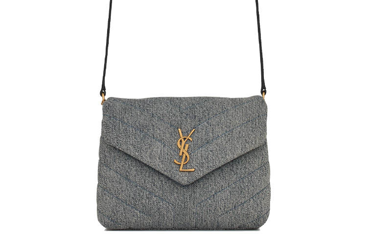 SAINT LAURENT LOULOU Denim Cloud Bag, Pillow Bag, Shoulder Bag, Crossbody Bag Mini Women's Light Blue