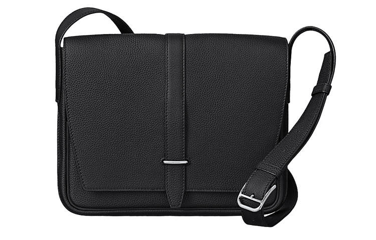 HERMES Steve Light Junior Silver Tone Buckle Togo Calfskin Messenger Bag, Shoulder Bag, Crossbody Bag Men's