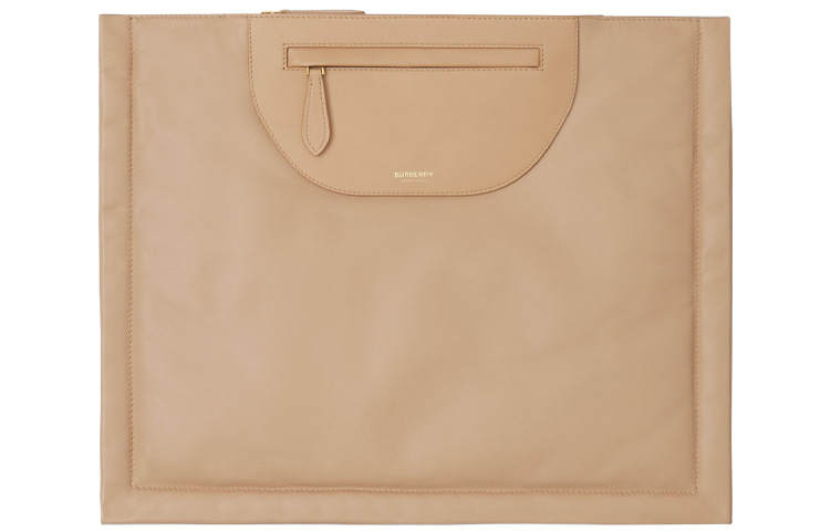 Burberry Olympia Leather With Lambskin Clutch Women's Cool Beige