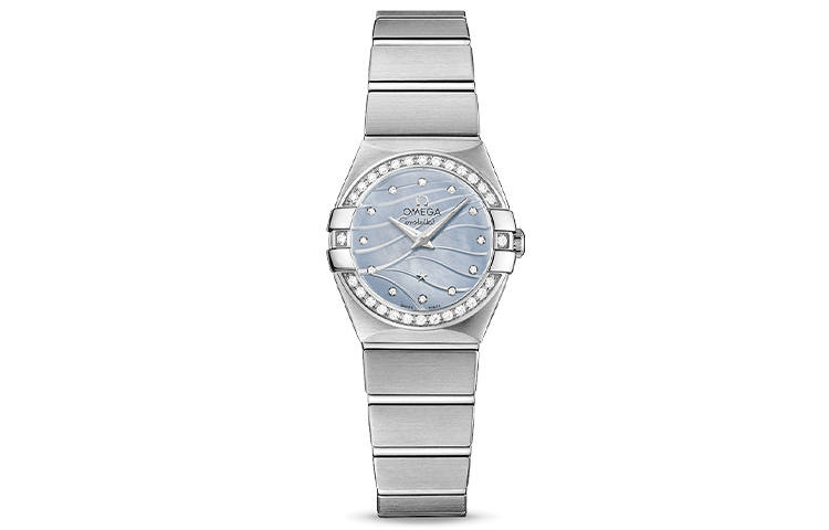 OMEGA Constellation Collection Zodiac Watch Quartz Movement 100m Waterproof Women's Watch 24mm Blue Dial