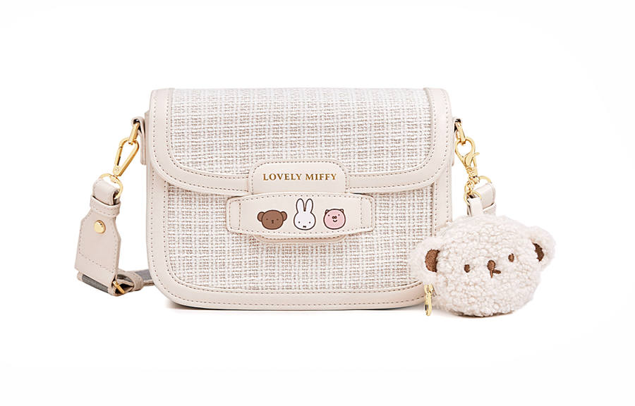 Miffy PU, Textile Mixture Shoulder Bag, Crossbody Bag Small Women's Milk White/Coffee
