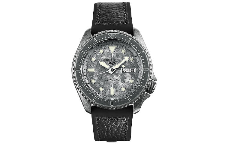 SEIKO SEIKO5 Mechanical Movement Artificial Leather Strap Watch Men's Watches Gray Dial
