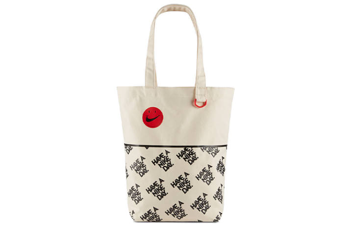 Nike Nike Heritage Print Cotton Tote Bag, Shopping Bag, Handbag Regular Unisex Natural Black