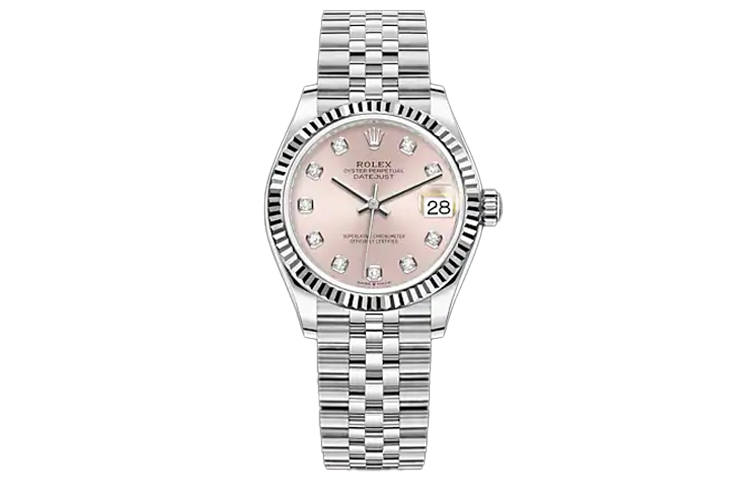 ROLEX Automatic Mechanical Movement Women's Watch 31mm Pink Watch Dial 18ct White Gold Watch Case
