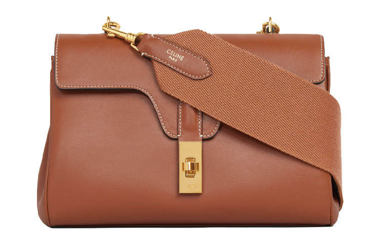 CELINE 16 Soft Smooth Cow Leather Shoulder Bag, Crossbody Bag Women's Tawny