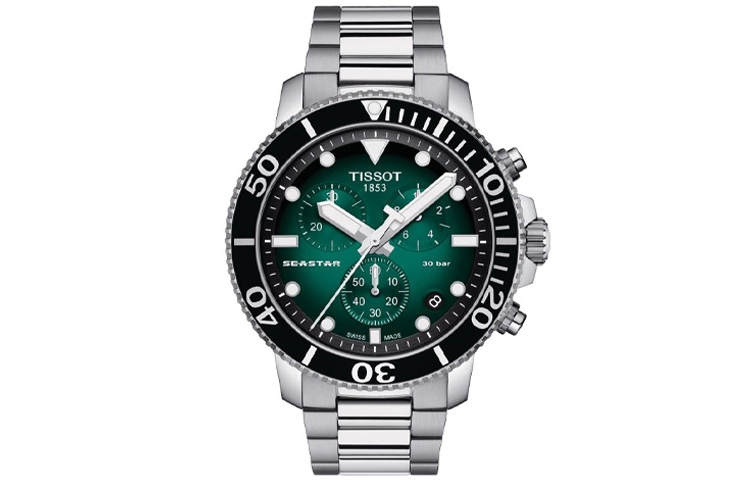 TISSOT Starfish Collection Quartz Movement Men's Watches Watch 45.5mm Green Dial Steel Strap
