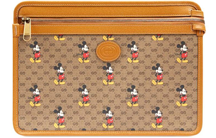 GUCCI Disney X Disney Collaboration Canvas With Leather Clutch Unisex Ebony & Brown