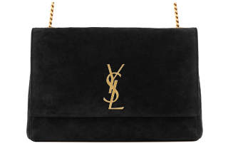 SAINT LAURENT Kate Calfskin Lambskin With Suede Leather Crossbody Bag, Shoulder Bag Medium Women's Black