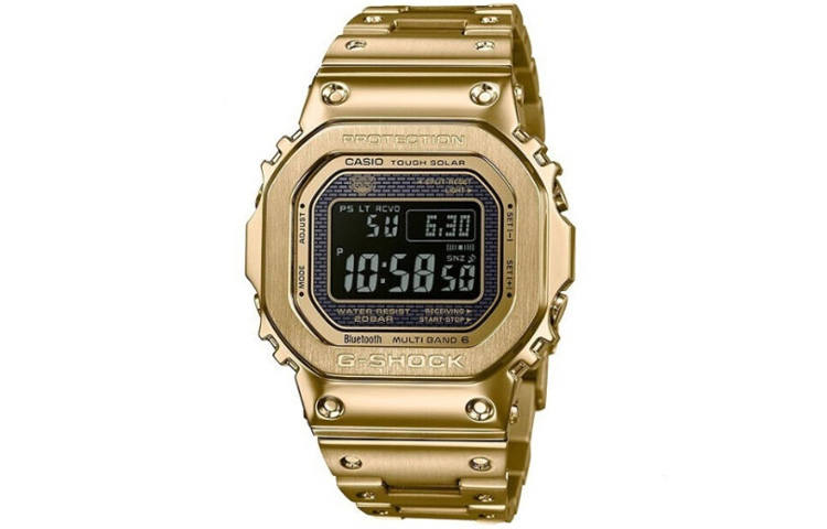 G-SHOCK G SHOCK Metal Small Block B5000 Gold Bar Gift Box Set Solar Movement Stainless Steel Strap Watch