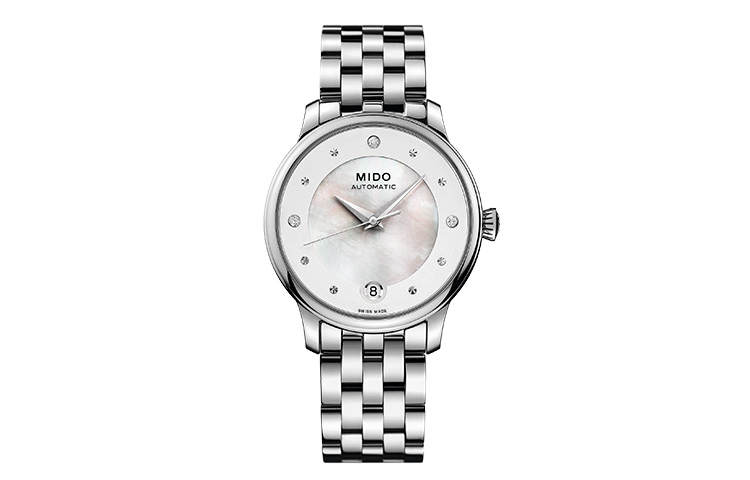 MIDO Baroncelli Automatic Mechanical Movement 50m Waterproof Women's Watch 27.9mm White Dial