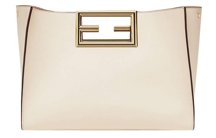 FENDI Calfskin Tote Bag, Shopping Bag, Shoulder Bag, Crossbody Bag, Handbag Medium Women's White