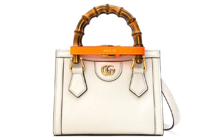 GUCCI Diana Leather Tote Bag, Shopping Bag, Handbag, Shoulder Bag, Crossbody Bag Mini Women's White
