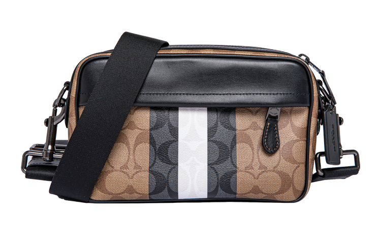 COACH Graham Coated Canvas With Calfskin Camera Bag, Crossbody Bag, Shoulder Bag Small Men's Brown Multicolor