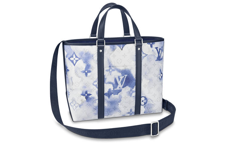 LOUIS VUITTON Canvas Tote Bag, Shopping Bag, Portable Crossbody Bag, Shoulder Bag Men's Gradient Blue