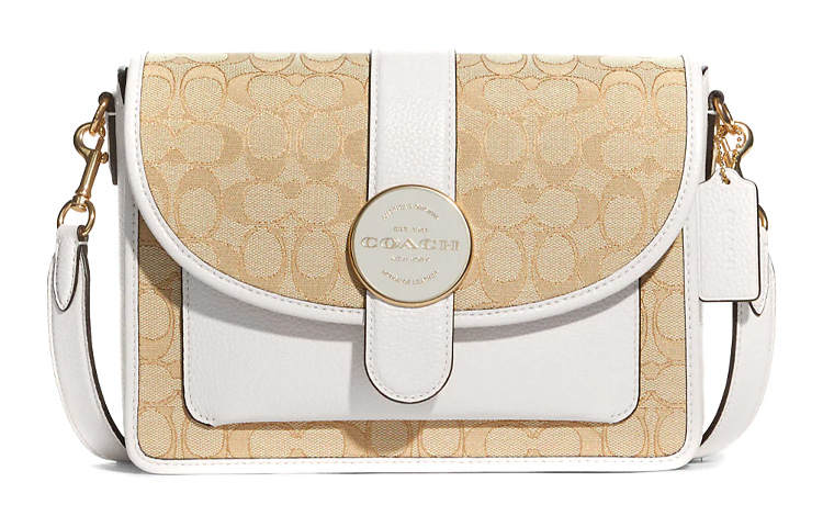 COACH Lonnie Fabric With Leather Light Chambray Shoulder Bag, Crossbody Bag Medium Women's