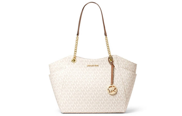 MICHAEL KORS Jet Set PVC Tote Bag, Shopping Bag, Handbag, Shoulder Bag Women's Vanilla White