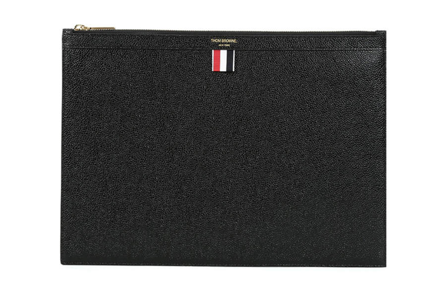 THOM BROWNE Thom Browne logo-detail leather clutch bag