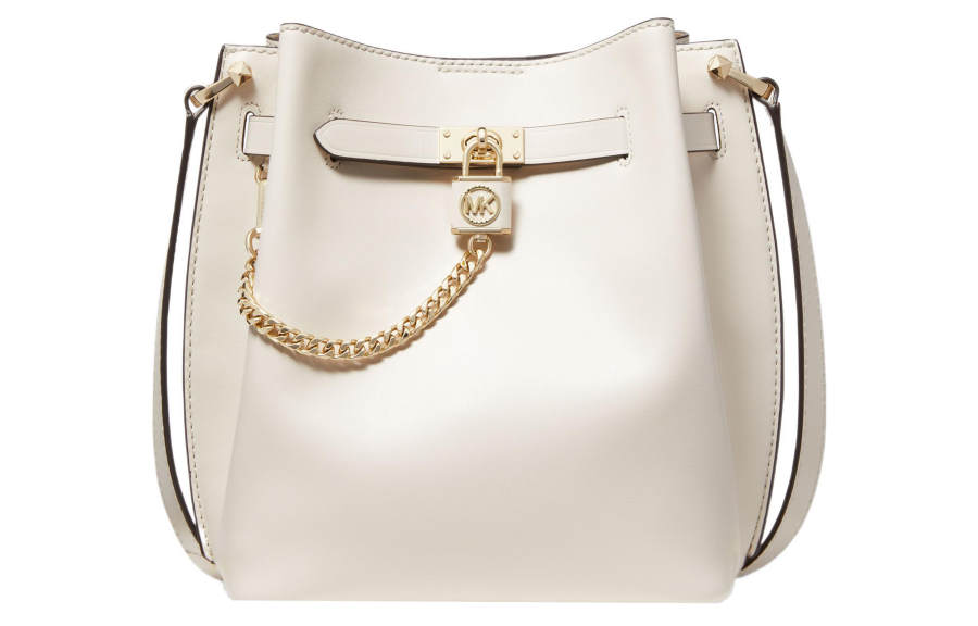 MICHAEL KORS Hamilton Legacy Cow Leather Bucket Bag, Handbag, Shoulder Bag, Crossbody Bag Medium Women's Milk White