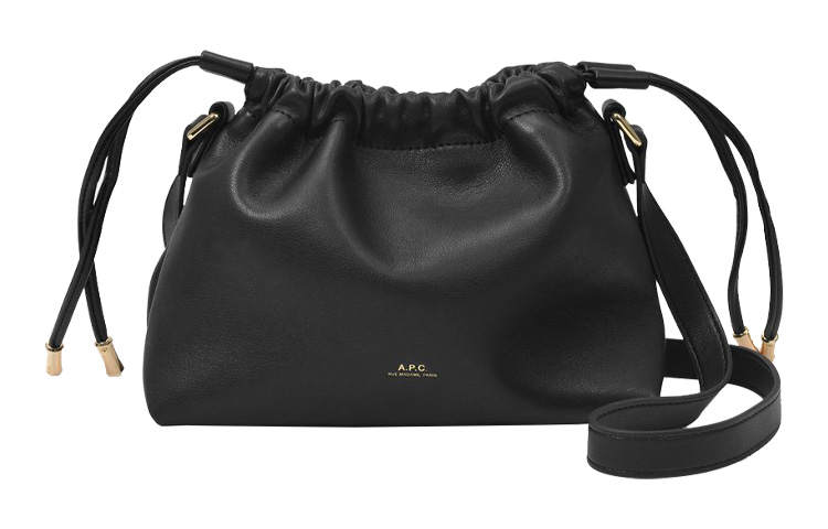 A.P.C Leather One Shoulder Crossbody Clutch Regular Women's Black