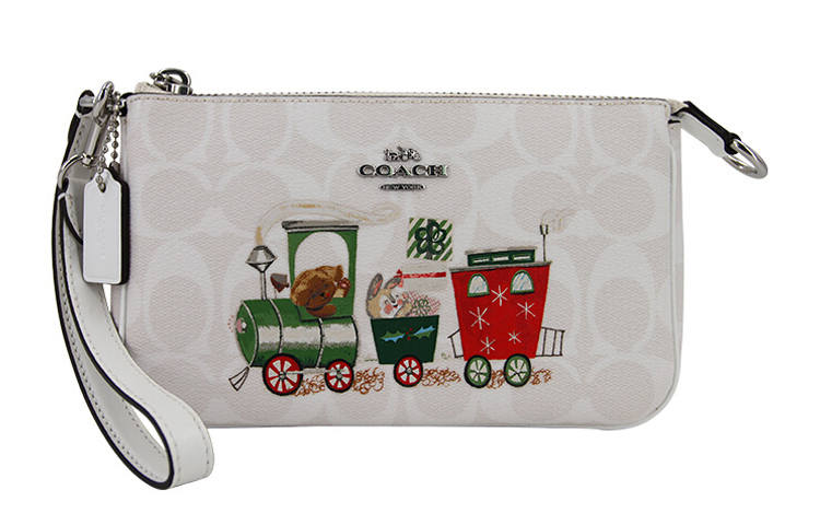 COACH Nolita Coated Canvas With Leather Pochette, Shoulder Bag, Shoulder Bag, Clutch Regular Women's White
