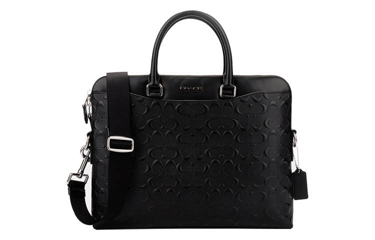 COACH Beckett Leather Portable Crossbody Laptop Bag, Briefcase Large Men's Black