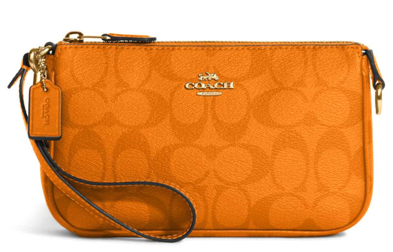 COACH Nolita PVC Mahjong Underarm Wrist Clutch Small Women's Light Orange