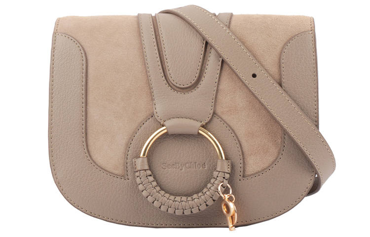 See By Chloe Hana Suede Leather Saddle Bag, Crossbody Bag, Shoulder Bag Women's Gray