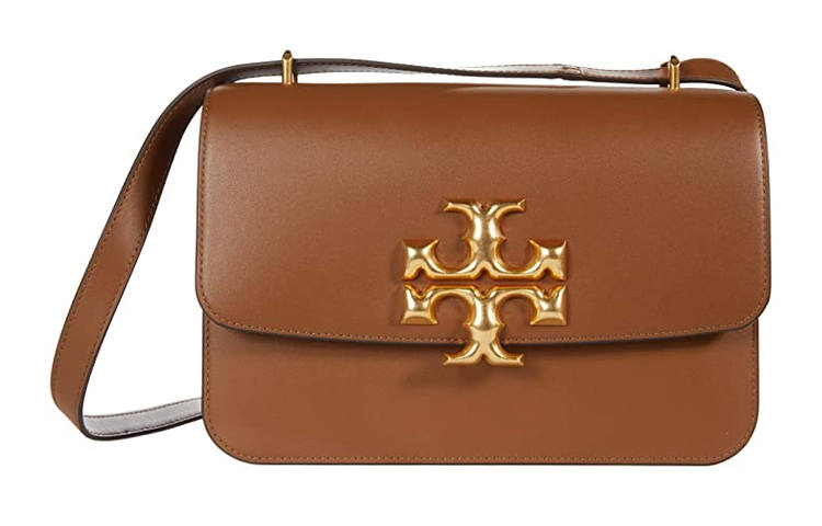 TORY BURCH Eleanor Cow Leather Shoulder Bag, Crossbody Bag Women's Caramel Brown