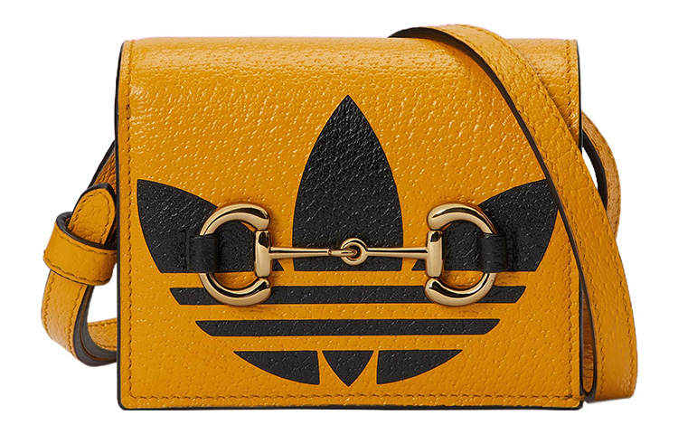 GUCCI Adidas Originals Collaboration Leather Wallet, Card Holder, Shoulder Bag Unisex Yellow