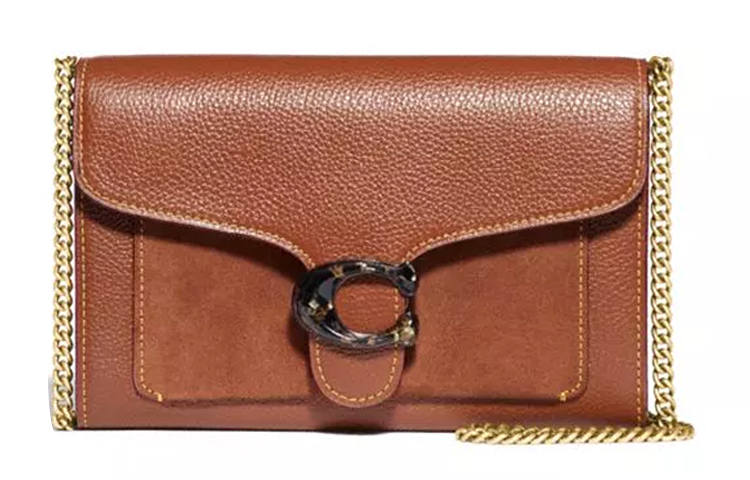 COACH Tabby Pebble Leather Crossbody Bags Small Women's Caramel