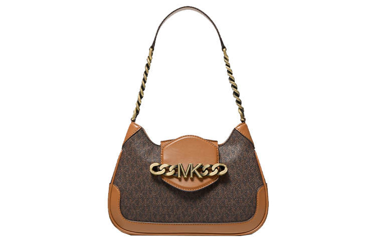 MICHAEL KORS Hally Leather Shoulder Bag, Handbag, Shoulder Bag Women's Acorn Brown