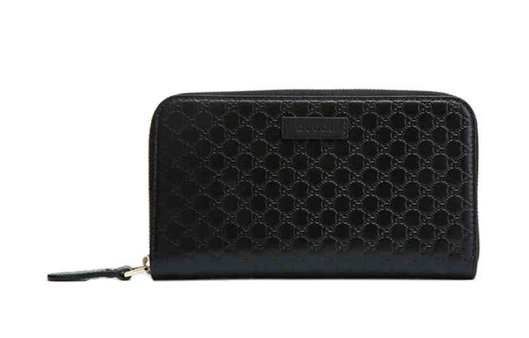 GUCCI Cow Leather Wallet Men's Black