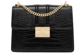 CHARLES&KEITH Polyurethane Crossbody Bag, Bacchus Bag, Shoulder Bag Women's Black
