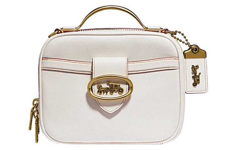 COACH Riley Leather Small Square Bag, Camera Bag, Handbag, Shoulder Bag, Crossbody Bag Small Women's White