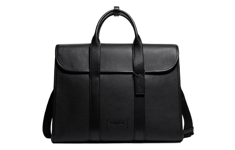COACH COACH Gotham Pebbled Leather With Refined Calfskin Computer Briefcase Large Men's Black