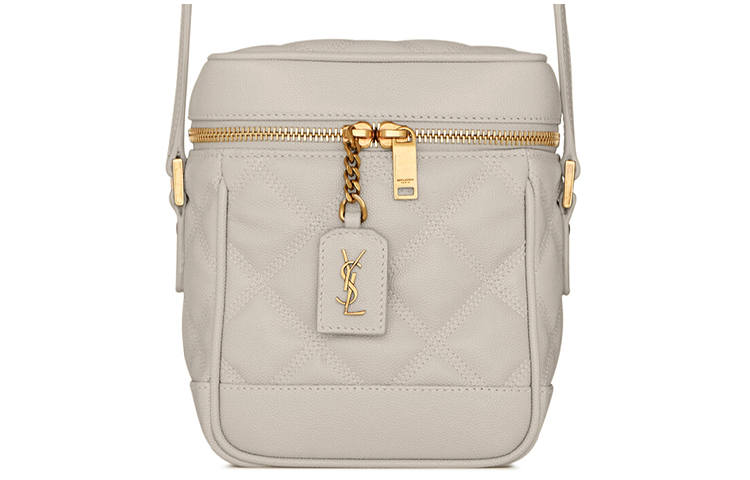 SAINT LAURENT Vanity Quilting Grain Embossed Leather Box Bag, Shoulder Bag, Crossbody Bag Women's White