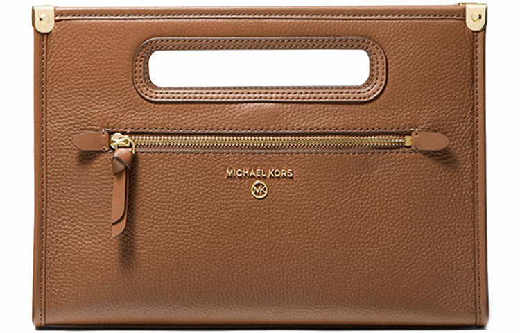 MICHAEL KORS Jane Leather Clutch Coin Purse Commuter Bag Handbag Large Women's Brown