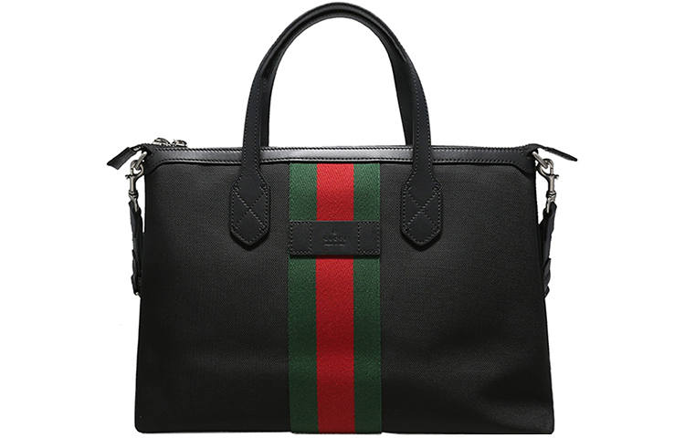 GUCCI Leather Canvas With Leather Canvas Bag, Tote Bag, Shopping Bag, Crossbody Bag, Handbag Large Men's Black
