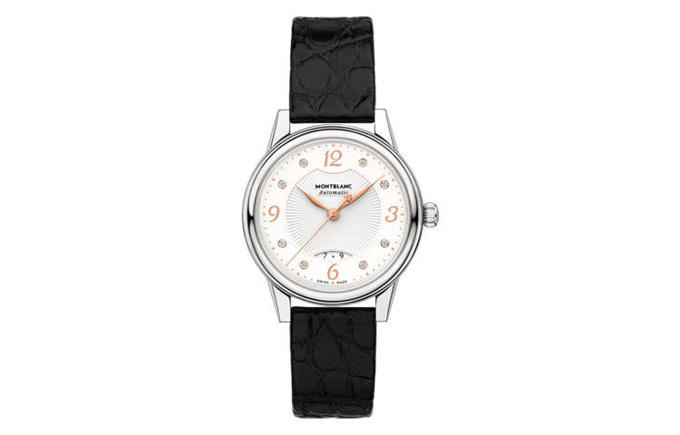 MONTBLANC Mechanical Movement Women's Watch 30mm White Dial Stainless Steel Case Genuine Leather Strap