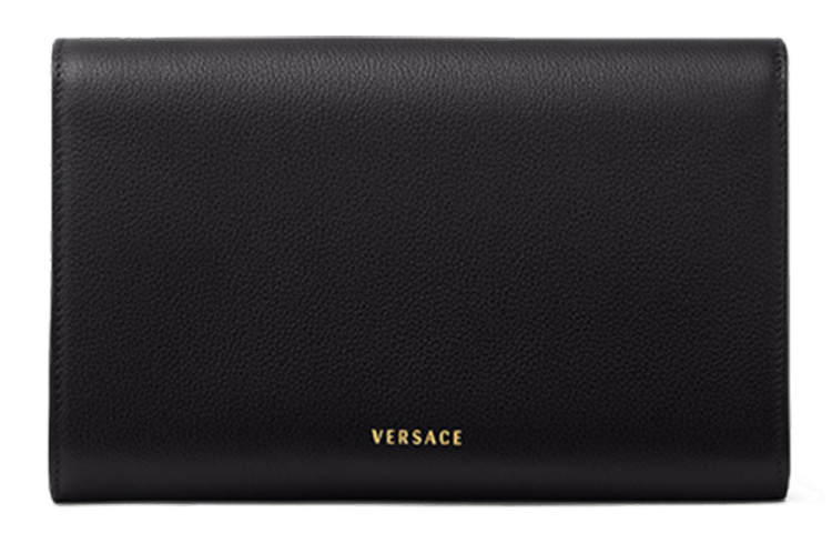 VERSACE La Medusa Brand Logo Leather Clutch Wallet, Shoulder Bag, Crossbody Bag Women's Black