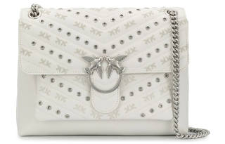 PINKO Cow Leather Shoulder Bag Small Women's White