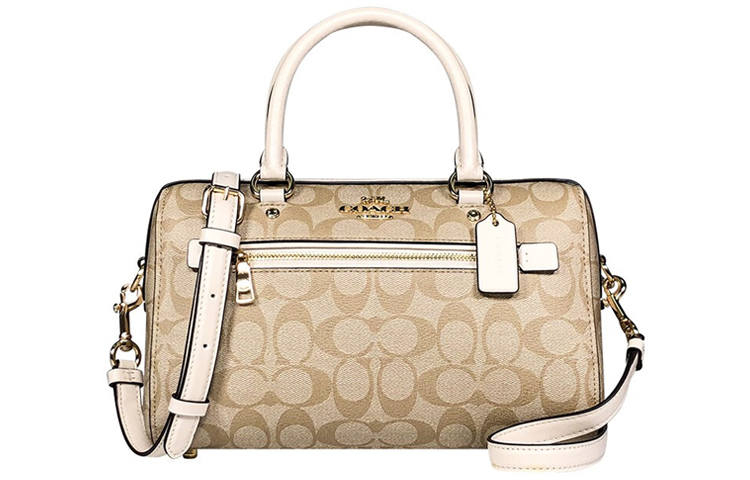 COACH Rowan PVC Boston Bag Handbag Large Women's Light Khaki