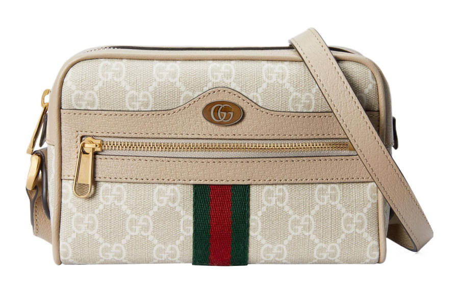 GUCCI Ophidia Canvas With Leather Shoulder Bag, Crossbody Bag Mini Women's Beige/White
