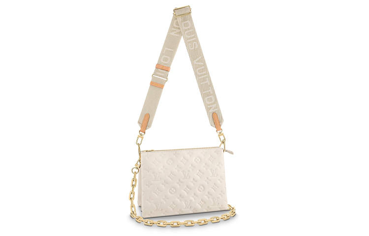 LOUIS VUITTON Coussin Sheepskin With Calfskin Trim Portable Crossbody Bag, Shoulder Bag Small Women's Milk White