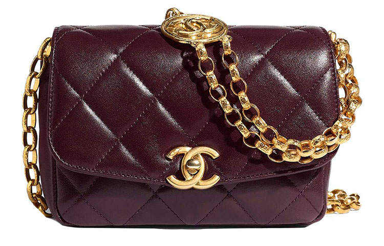 CHANEL Gold Coin Collection Sheepskin Makeup Bag Chain One Shoulder Flap Bag Women's Burgundy