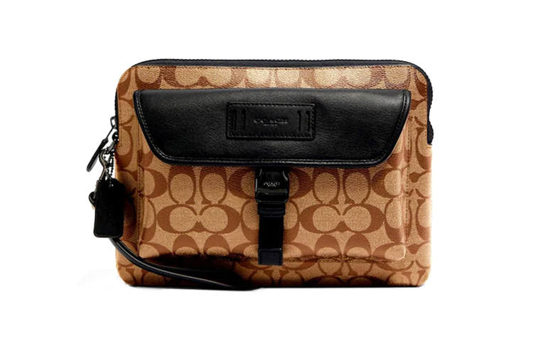 COACH Ranger Coated Canvas With Calfskin Coin Purse, Clutch Medium Men's Brown Monogram