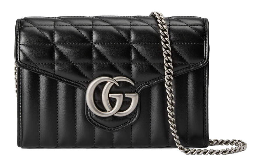 GUCCI GG Marmont Quilted Leather Envelope Bag, Crossbody Bag, Shoulder Bag Women's Black