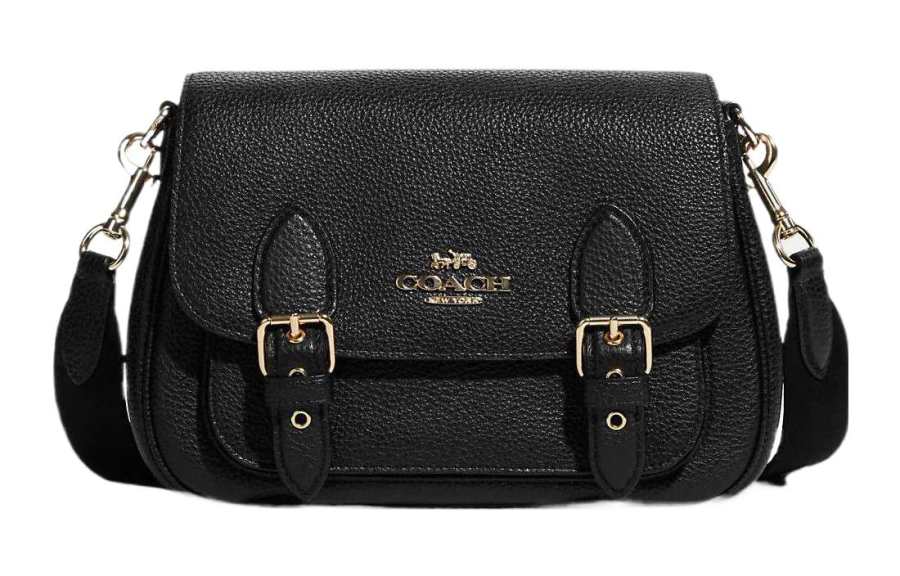 COACH Lucy Pebbled Leather Shoulder Bag, Crossbody Bag Small Women's Black