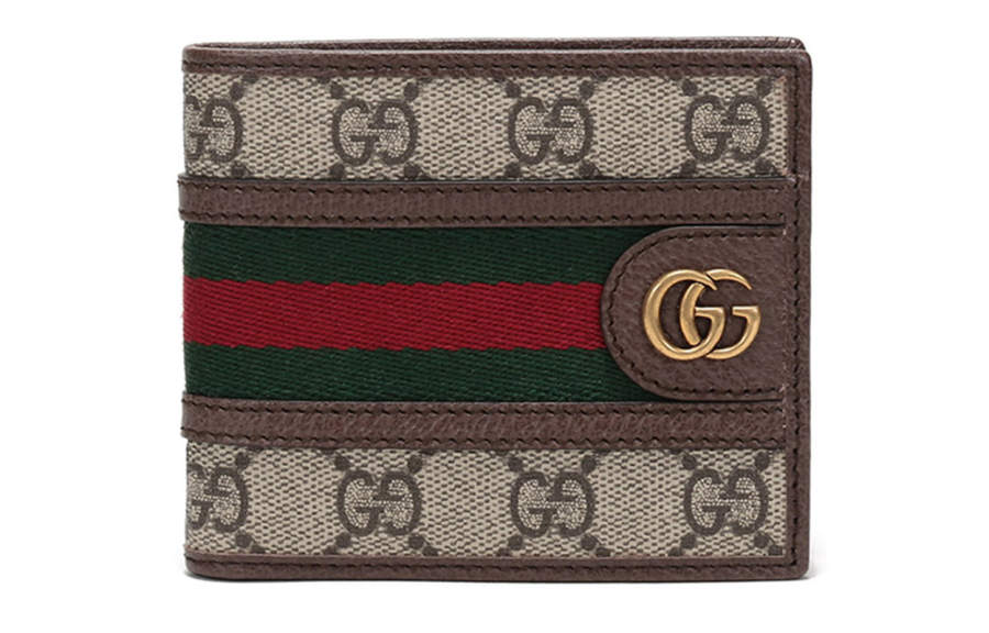GUCCI Ophidia Canvas With Leather Wallet Men's Beige Ebony
