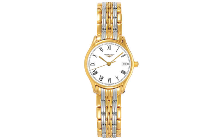 LONGINES Lvya Collection Quartz Movement Women's Watch 25mm White Dial Stainless Steel PVD Coating Strap